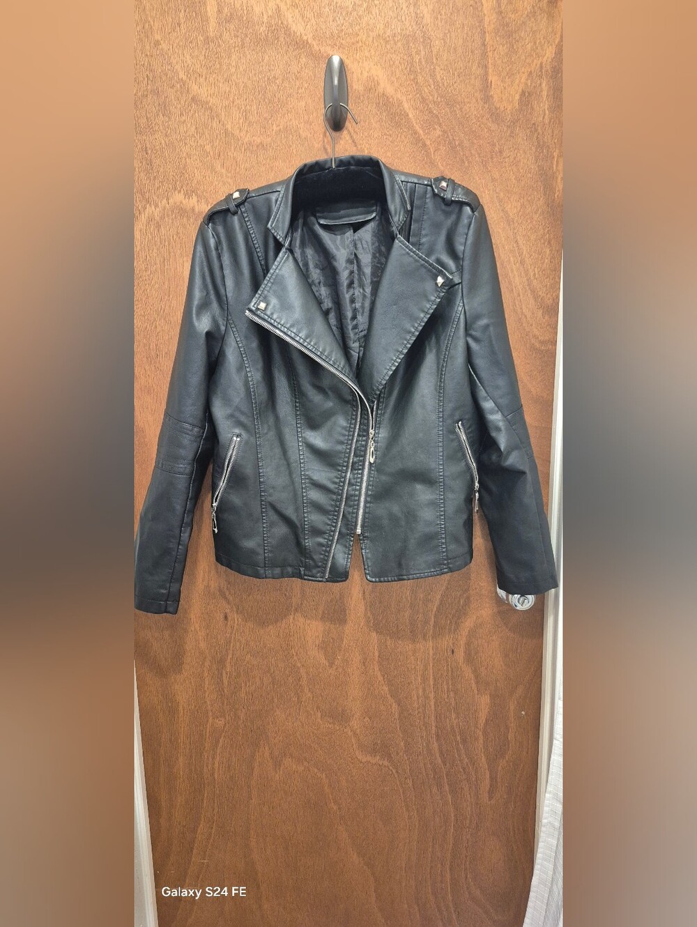 Women's Black Faux Leather Moto Jacket - Classic Biker Style